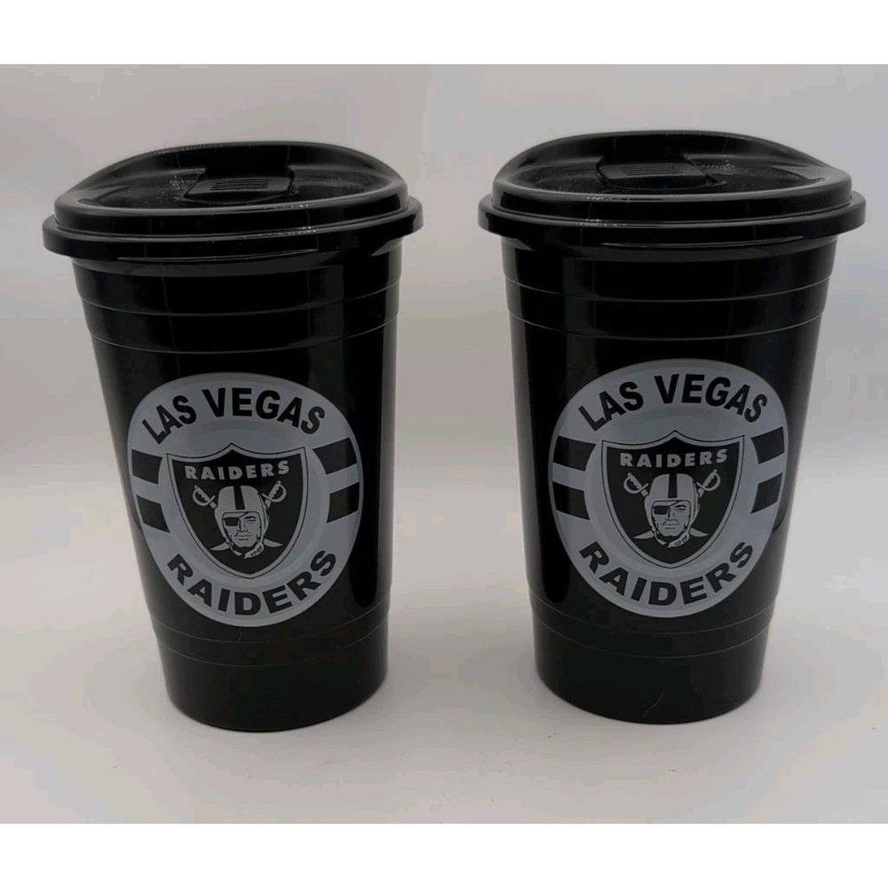 (2) Las Vegas Tumbler Raiders Coffee Drink Cup  With Lid NFL Hot or Cold